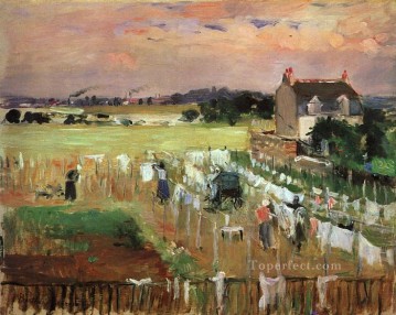 Berthe Morisot Painting - Hanging out the Laundry to Dry Berthe Morisot